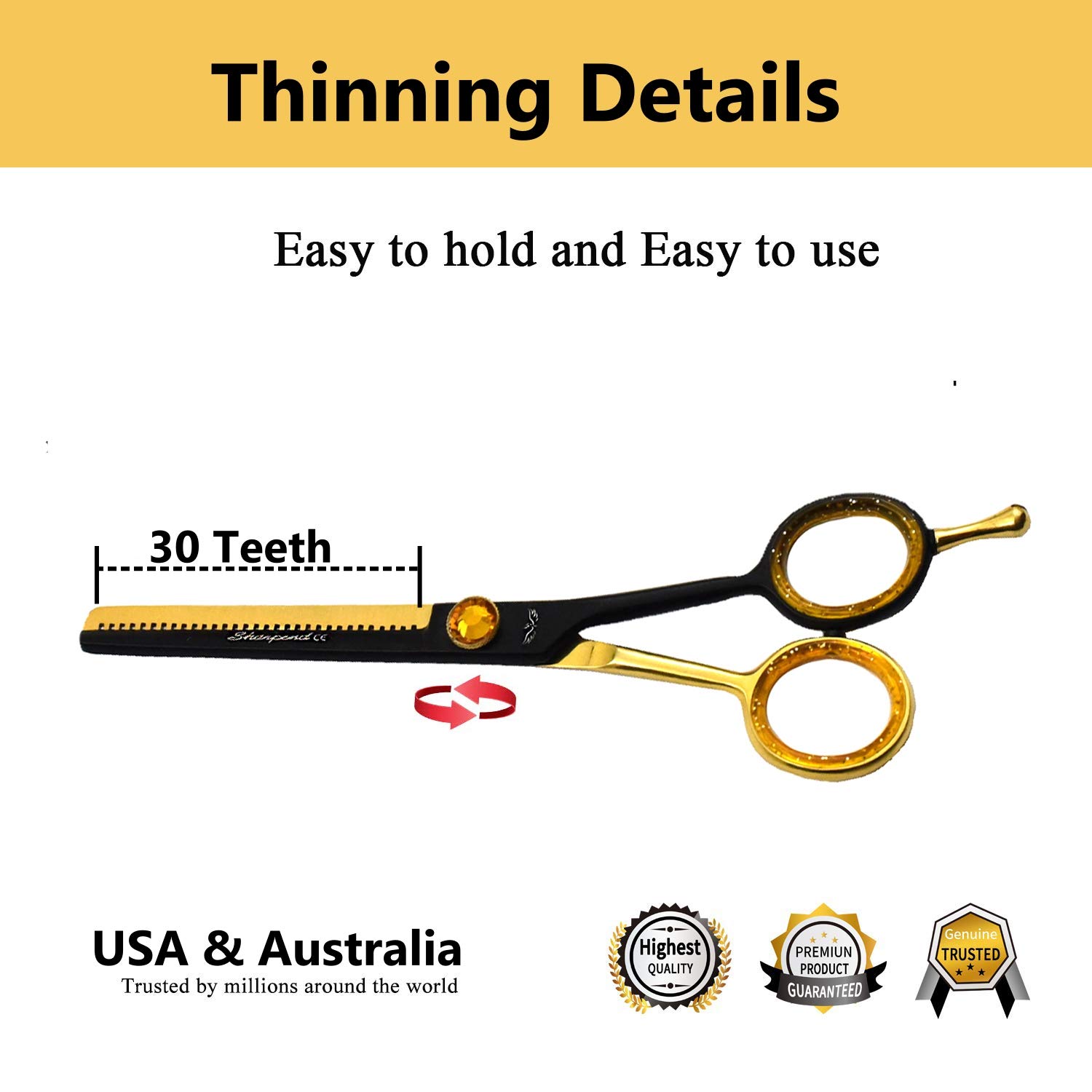 Professional Haircutting Scissors Kit – 6 inch Razor Edge Barber Scissor, Japanese Haircutting Scissors and Thinning Shears for Men, Women & Kids, Salon and Home Hair Cutting Set