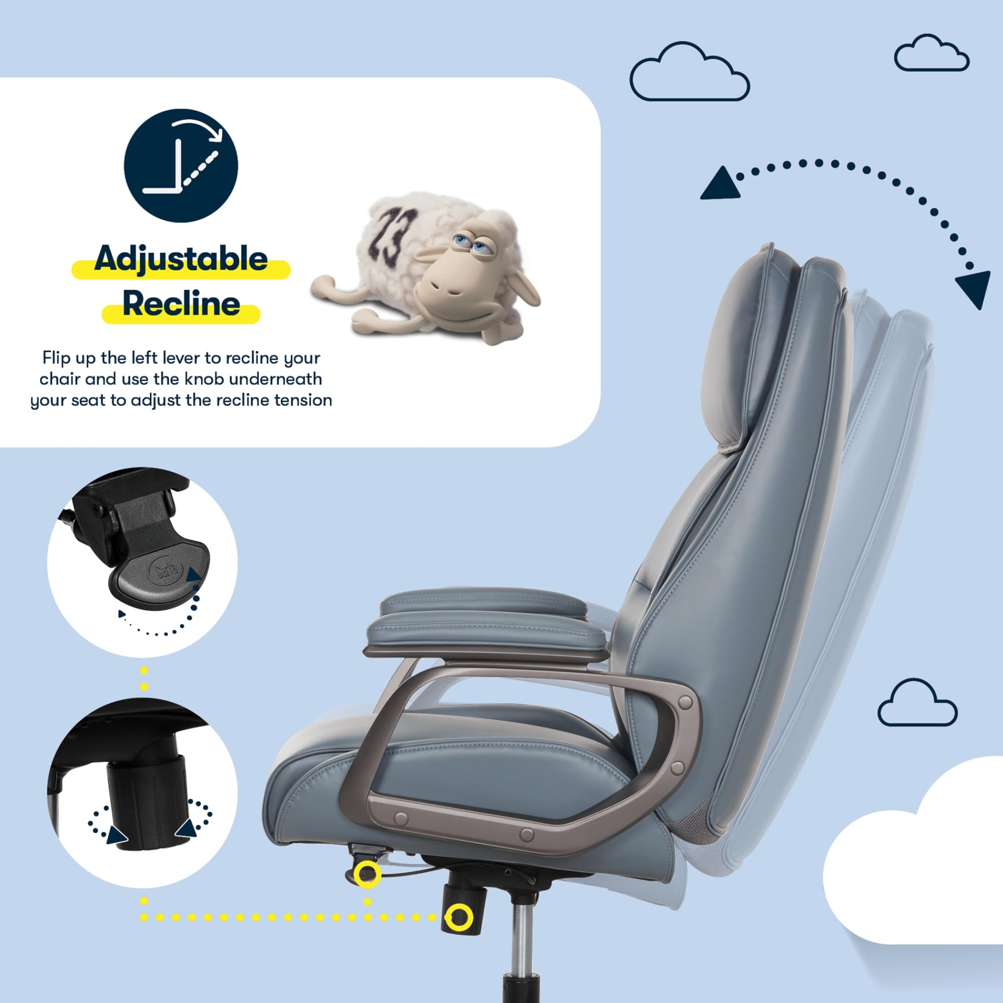 Amazon.com: Serta® SmartLayers™ Mosby Ergonomic Vegan Leather High