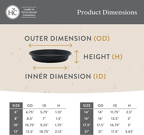 Miniatura 4 de THE HC COMPANIES - Platillos de plástico para macetas, para exteriores e interiores, bandejas de diseño tradicional para drenaje de agua, redondas,