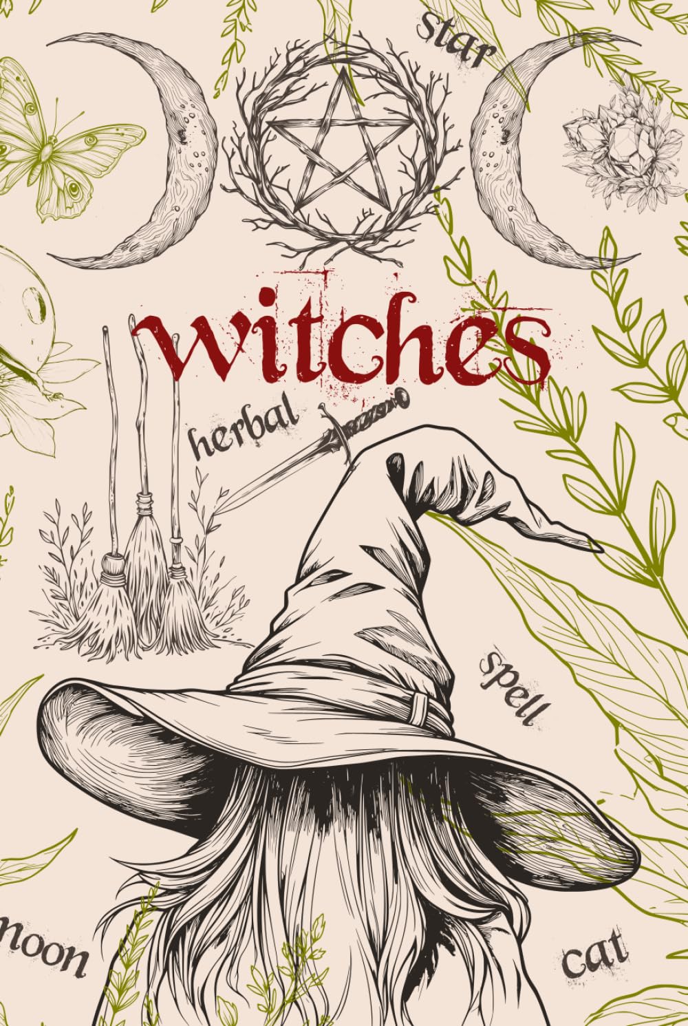 Notebook Recipe Book Witch Motif 74 blank pages