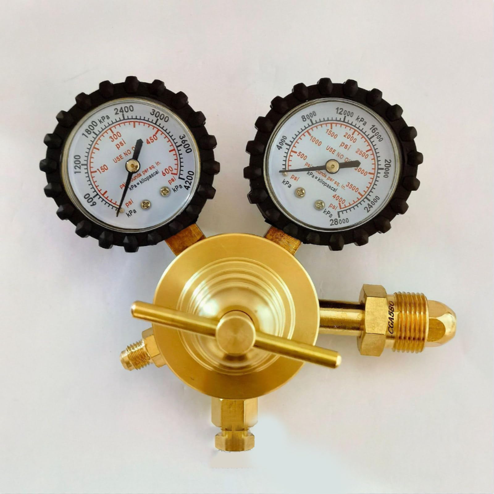Riduttore di pressione con manometro e tubo di gonfiaggio per operazioni sicure in ambienti industriali, regolatore efficiente in rame