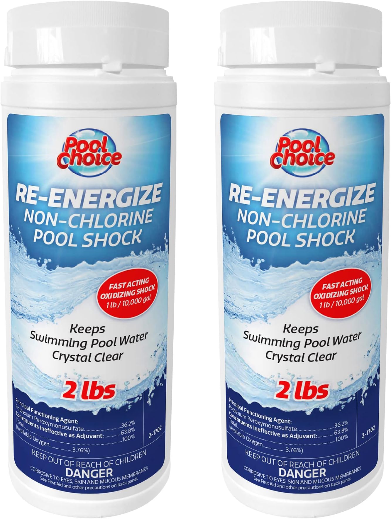 2-Pounds 2-Pack Premium Re-Energize, Non Chlorine Pool Shock, Made in USA