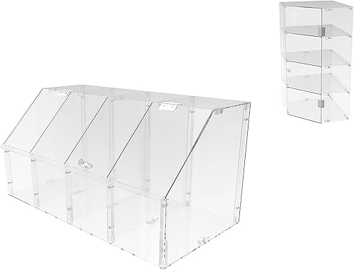 FixtureDisplays Contenedor de acrílico transparente para dulces, exhibición de alimentos secos con división, contenedor de especias, cubo de