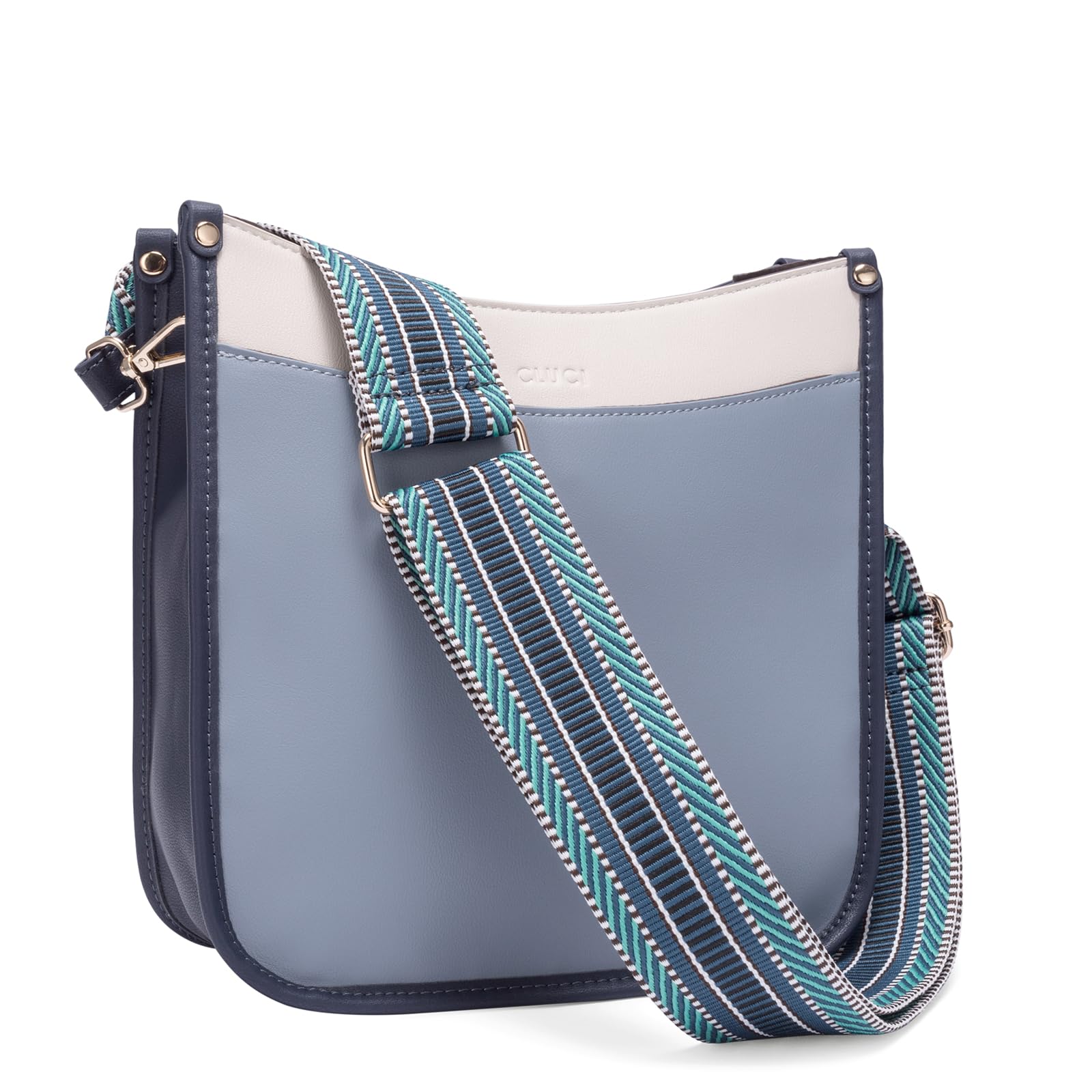 CLUCI Purses for Women, Vegen Leather Crossbody Bags for Woman Trendy, 2PCS Hobo Handbag with 2 Adjustable Guitar Strap: Blue and White