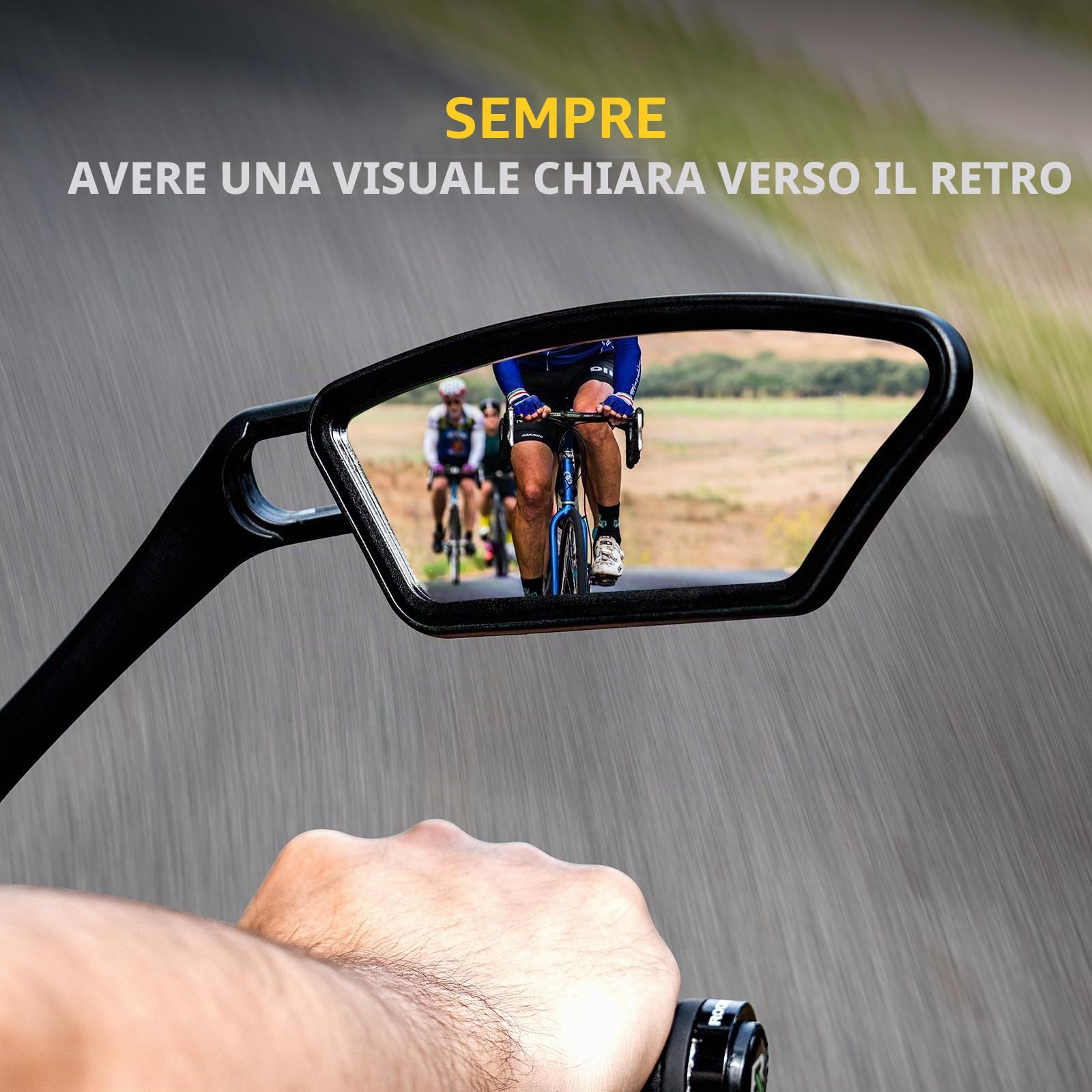 ROCKBROS Specchietto Retrovisore Bici, Specchietto per Bicicletta, Specchietti 360 °Regolabile, Specchio Ciclismo per Manubrio 21-26mm, Adatto per Bicicletta, MTB, Bici da Corsa