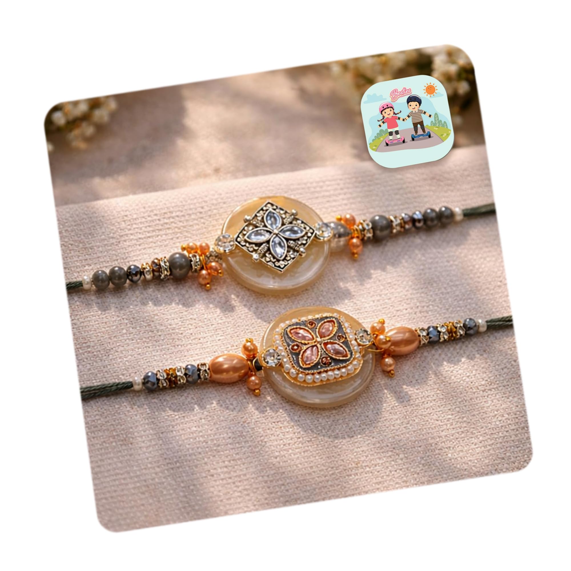CraftVatika Rakhi Set for Brother with Gift Combo, Designer Rakhi Set of 2 for Brother Boy Men, Premium Rakhis for Rakshabandhan with Best Wishes Card and Tillak Set, Fridge Magnet Gift for Him-image-41