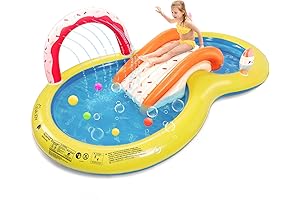 EVAJOY Inflatable Kiddie Pool, Water Play Center with Slide for Children