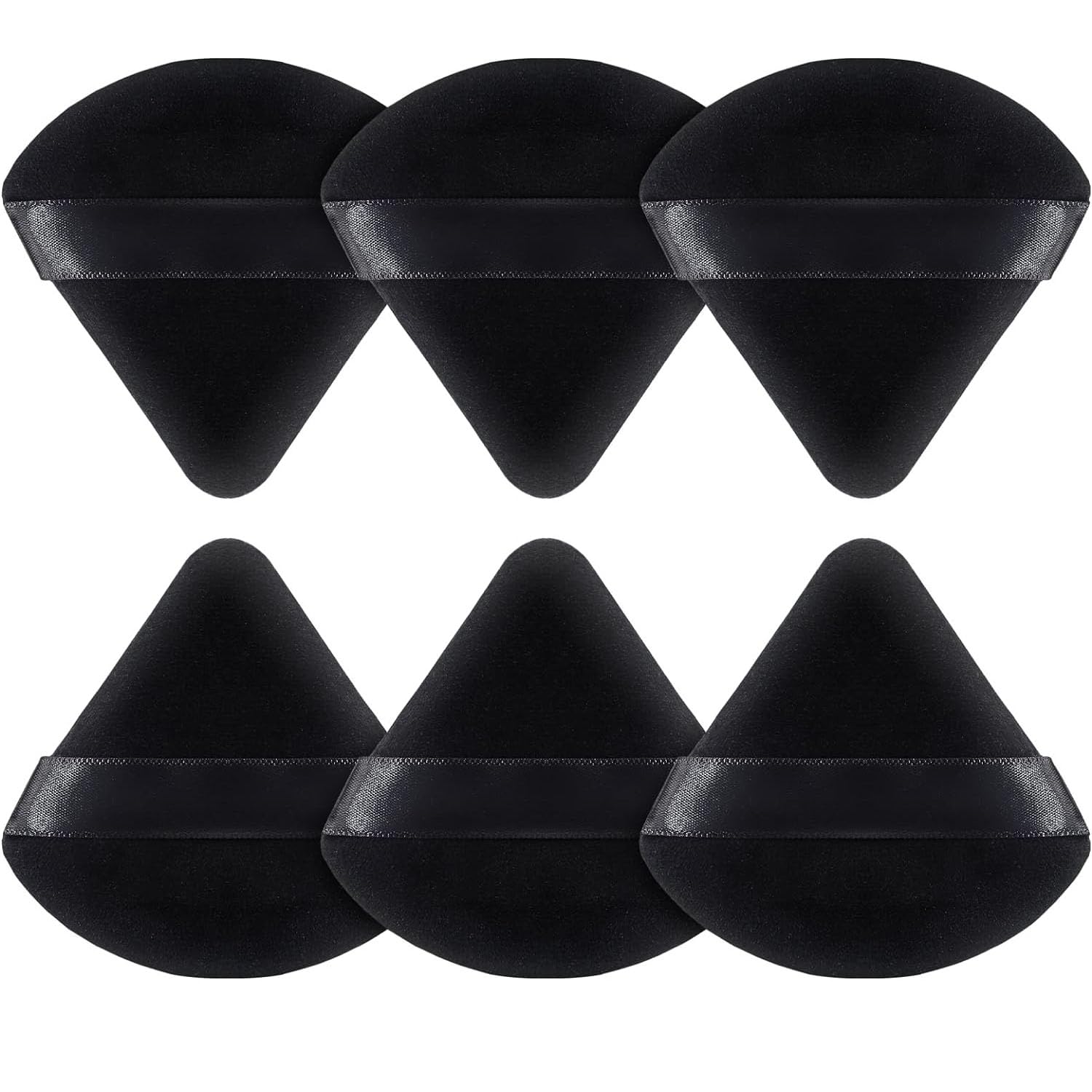 HIQUAY 6 Pcs Powder Puff, Triangle Powder Puffs for Face, Makeup Puff for Loose, Cosmetic Foundation, Wedge Shape Velour Cosmetic Cloud Kiss Makeup Sponges for Contouring, Beauty Tools
