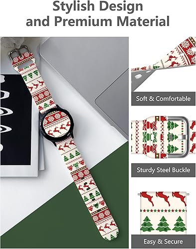 Vista 114 de Correas de reloj navideñas compatibles con Samsung Galaxy Watch de 1.575 pulgadas, 1.732 pulgadas, 0.787 pulgadas, correa de silicona de repuesto