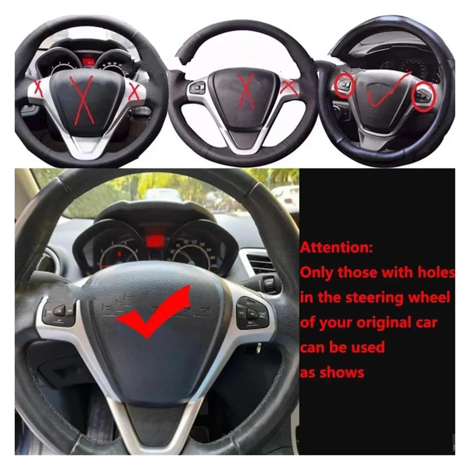 Auto Lenkrad Tempomat Schalter Für Fiesta MK7 MK8 Für Ecosport 2013-2015 Auto Rahmen Panel Lenkrad Abdeckung + Tempomat Tasten + Draht(Red backlight)