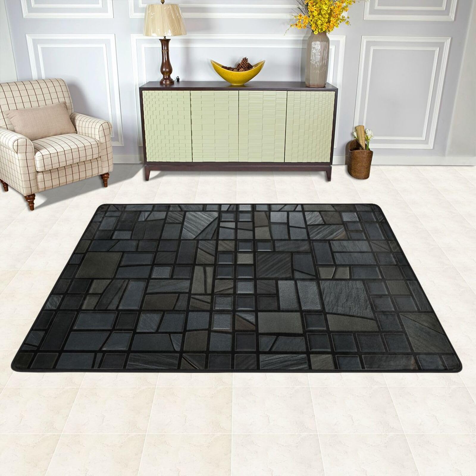 Tapis de cuisine absorbant pour éviter les glissades avec motif mosaïque