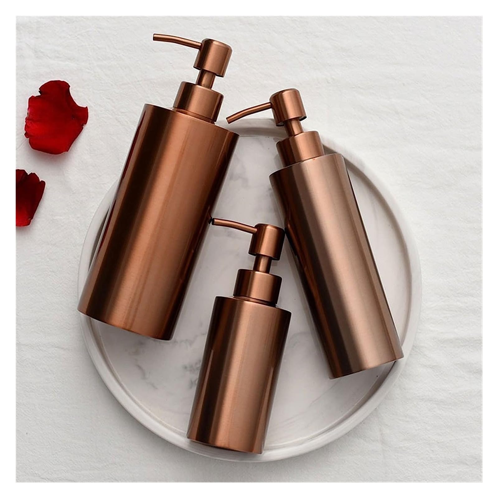Dispensador de jabón de cerámica, botella de loción recargable, botella dispensadora de jabón, botella de loción de acero inoxidable 304 simple y moderna, botella de prensa de metal for baño, champú f