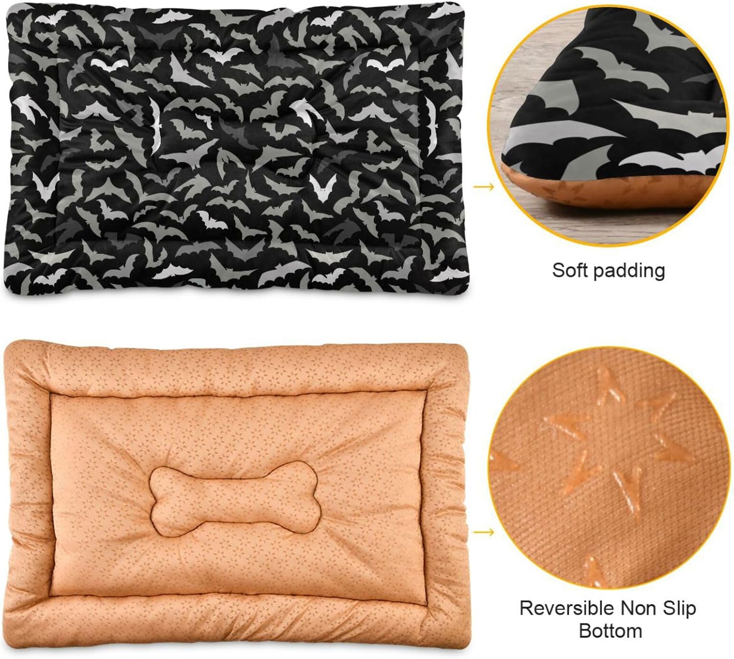 review Halloween Bats Pet Bed Cute Dog Bed Mat Absorbing Non Slip Pad Pet Sleeping Mat for Small, Medium, and Large Dogs Puppy Cat 24 in x 18 in