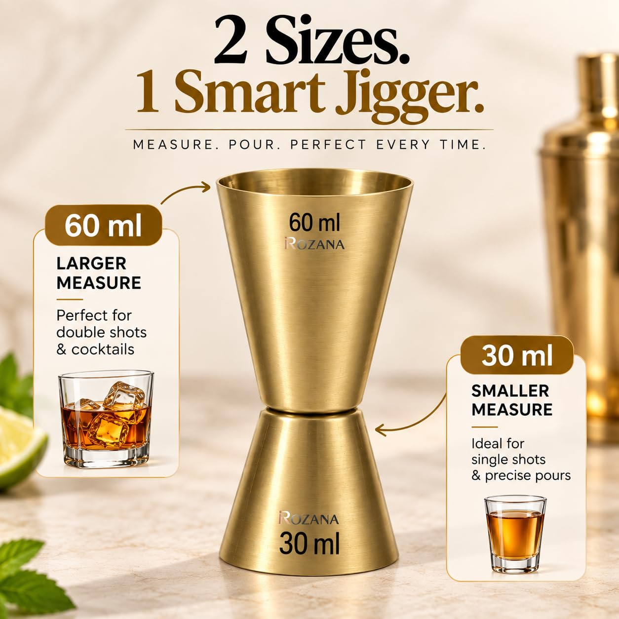 Rozana Peg Measure - Stainless Steel Jigger -2