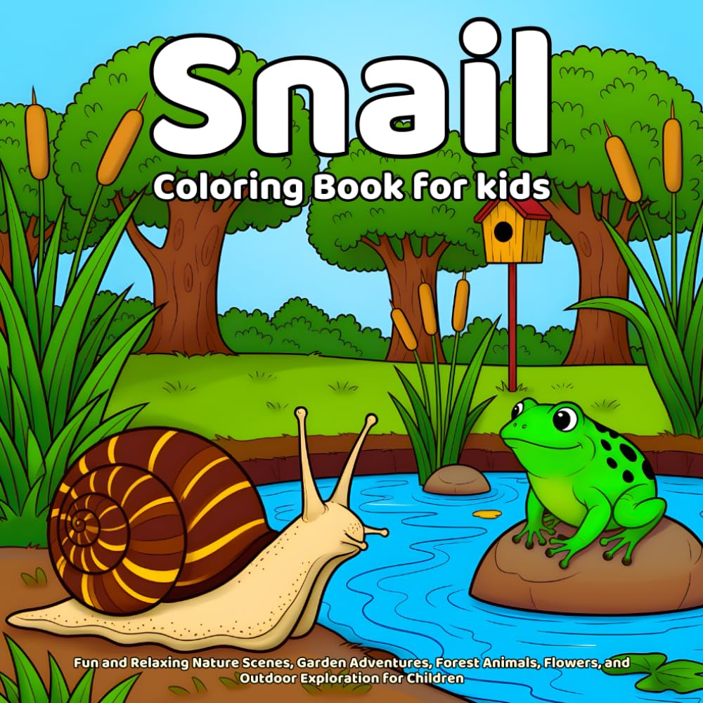 Snail Coloring Book: Fun and Relaxing Nature Scenes, Garden Adventures, Forest Animals, Flowers, and Outdoor Exploration for Children