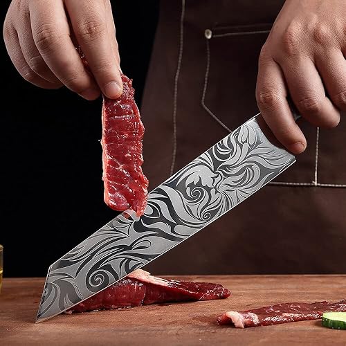 Miniatura 5 de Juegos de cuchillos, 8 unids cuchillo de chef conjunto de acero inoxidable de alto carbono borde afilado cuchillo serie santoku rebanar fruta pan