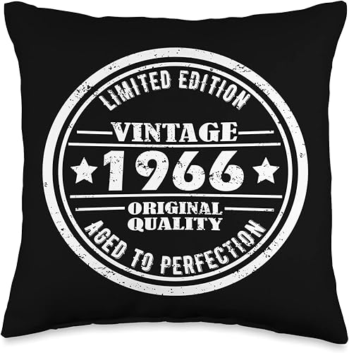 perfect Retro Limited Edition Birthday Tee Funny 1966 Vintage Grunge Style Birthdate Quote Throw Pillow, 16x16, Multicolor