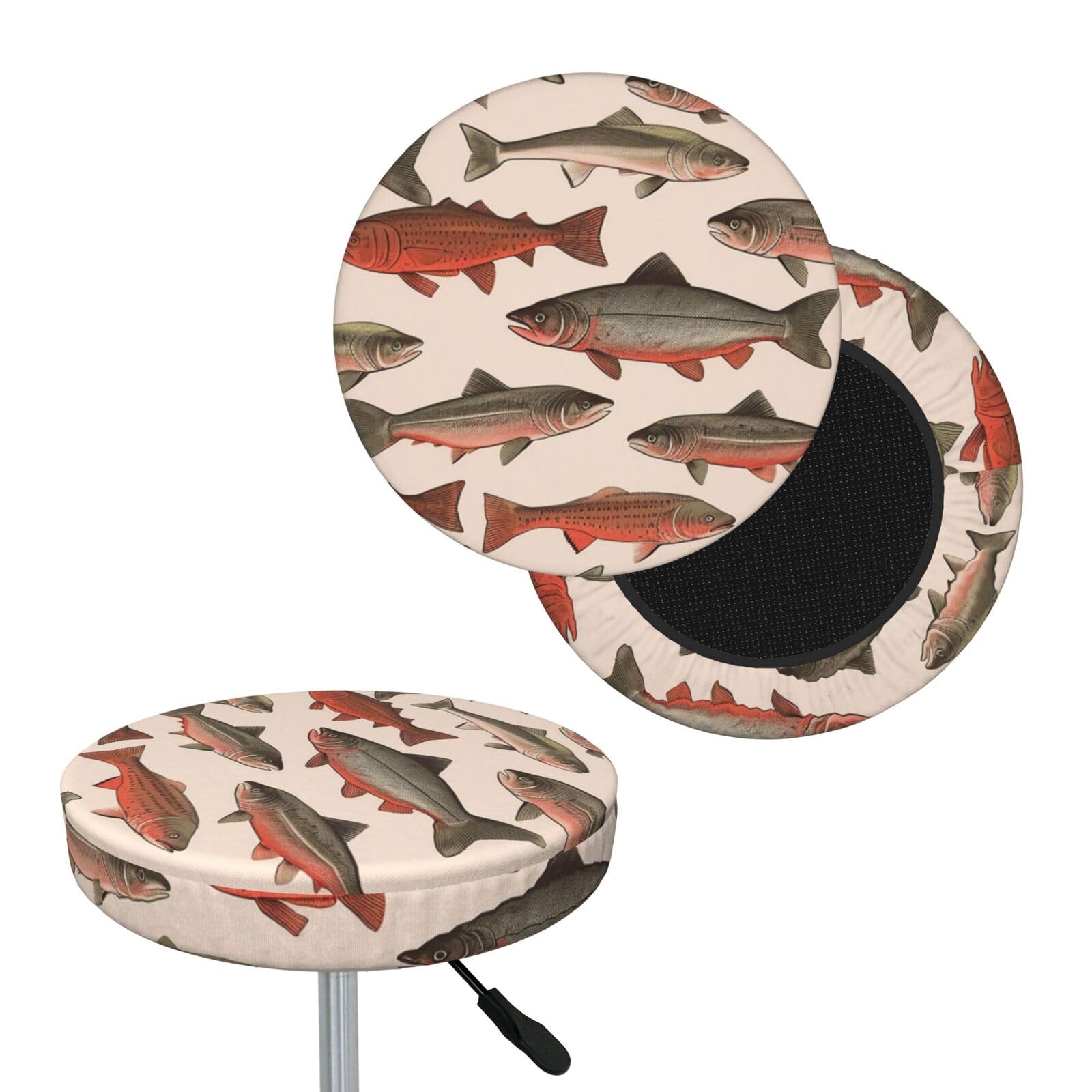 FekiLoot Salmon Round Bar Stool Covers Stretch Washable Bar Stool Covers Dustproof Slipcover Bar Chair Covers with Elastic Band for Bar Kitchen Living Room Decor 13 Inch