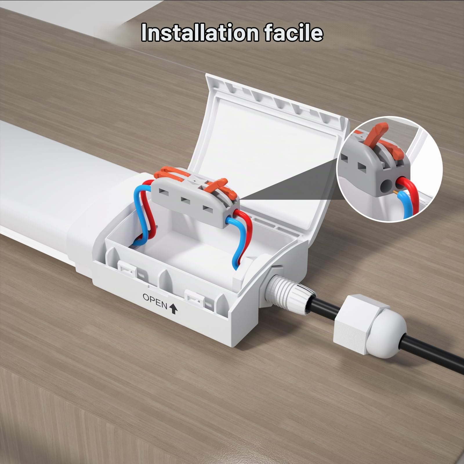 Modlicht Néon LED 150CM Réglette LED Connectée 45W 4950Lumen Blanc Froid 5000K Tube Néon, IP65 Imperméable Luminaire Plafonnier pour Atelier, Garage, Sous Sol, Bureau, Grand Magasin, Blanc