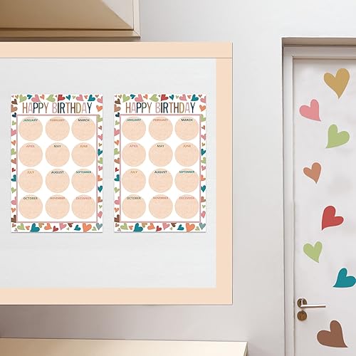 Miniatura 7 de Tabla de feliz cumpleaños para aula, 2 piezas, decoración de póster de cumpleaños bohemio de 17 x 12 pulgadas, recortes de calendario de pastel de