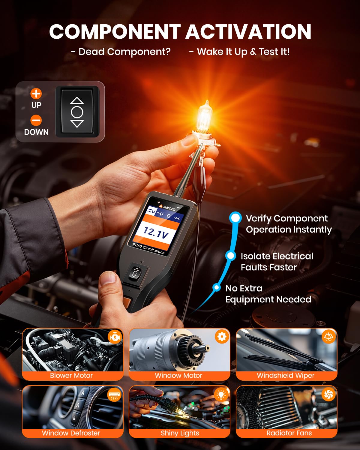 ANCEL PB60 Automotive Power Circuit Probe Tester 12-24 V Ohmmeter