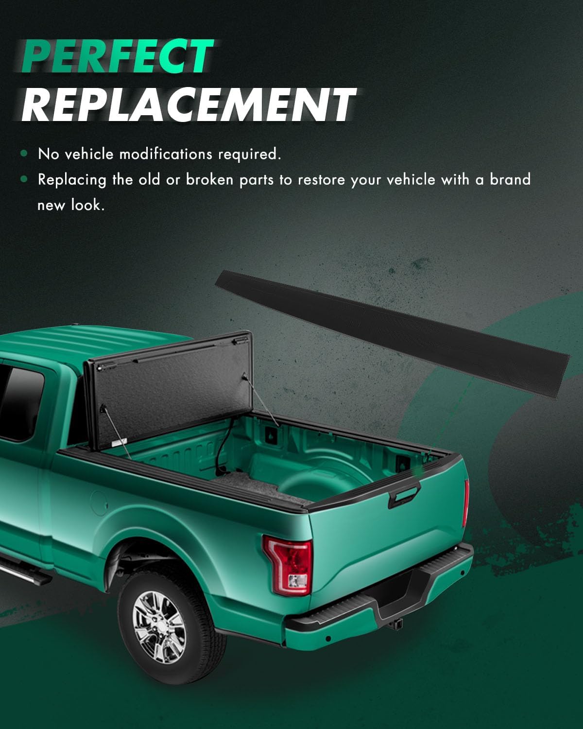 SCITOO 1PC Tailgate Molding Cap 2014-2018 for Toyota for Tundra Accessories Matte Black Top Rear Tailgate Moulding Trim