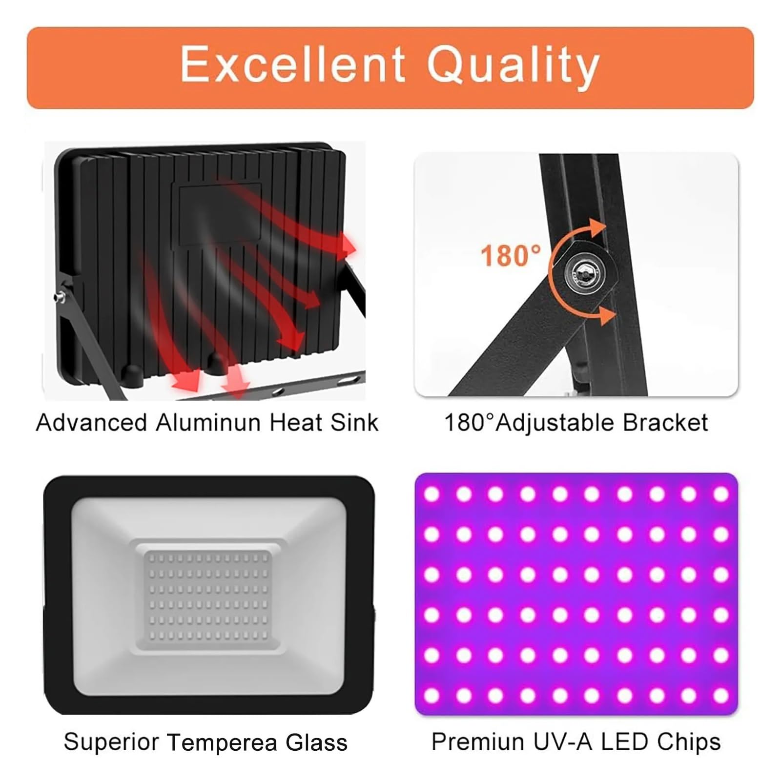 50W UV Czarne Światło 395nm-405nm IP66 Wodoodporne Zewnętrzne Powodziowe Dla Blacklight Party Oświetlenie Sceniczne Akwarium Farba Do Ciała Garaż ogrodowy(50W)