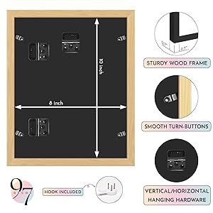 97 Decor Black 8x10 Picture Frame Single - 8x10 Wood Frame For Wall Hanging, 8x 10 Black Frames With Plexiglass, Natural Wood Photo Frames 8 x10 (1 Pack)