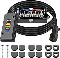 CheeMuii 7-Way Trailer Wiring Harness Kit 8FT Cord with 7-Pin Plug & Waterproof Junction Box for RV Trailers