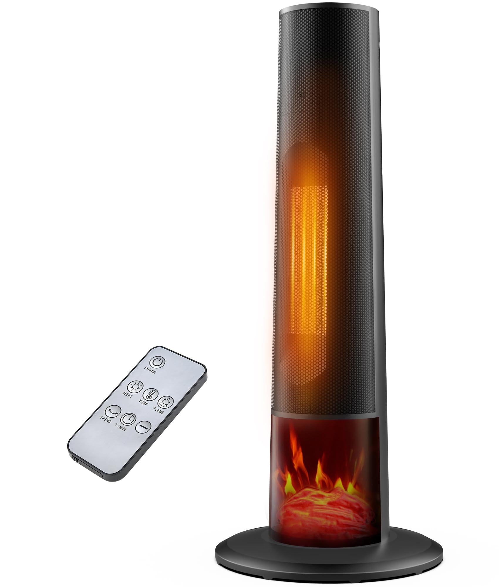 Tower space heater with fireplace - Electric Space Heater Large Room with 3D Flame Portable Tower Space Heaters