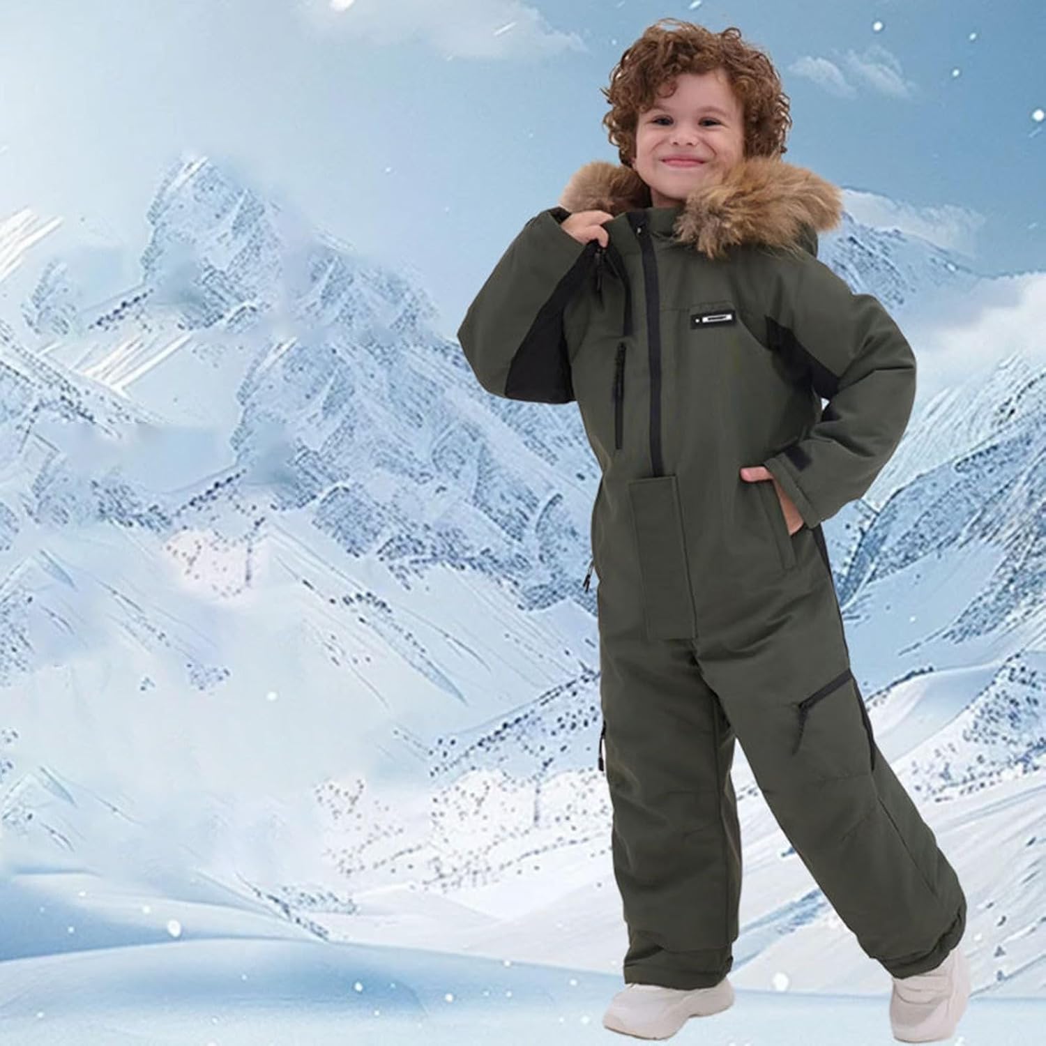 Snow Suit for Kids Boys One Piece Snowsuit Outdoor Sports Windproof Snowboard Ski Suit Teen Girls Fashion Winter Clothes