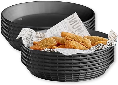 TableCraft Products 15759BK - Plato de comedor redondo de 9 pulgadas con base, propileno, negro, mediano (paquete de 12)