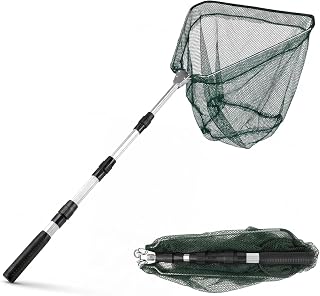 Red de Pesca Plegable Red telescópica con Mango Antideslizante Red Extensible para capturas Accesorio de Pesca al Aire Libre para estanques,Lagos,Arroyos y Pesca Desde Barco