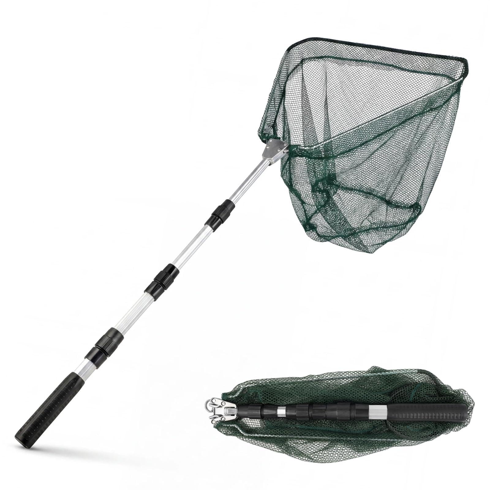 Red de Pesca Plegable Red telescópica con Mango Antideslizante Red Extensible para capturas Accesorio de Pesca al Aire Libre para estanques,Lagos,Arroyos y Pesca Desde Barco