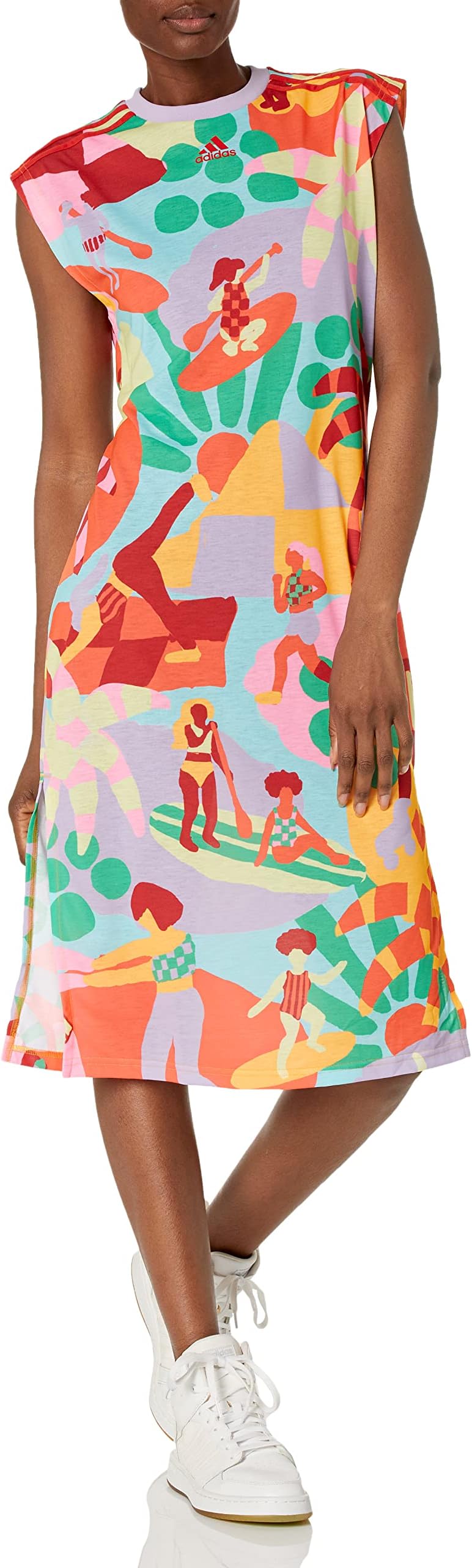adidas red long dress