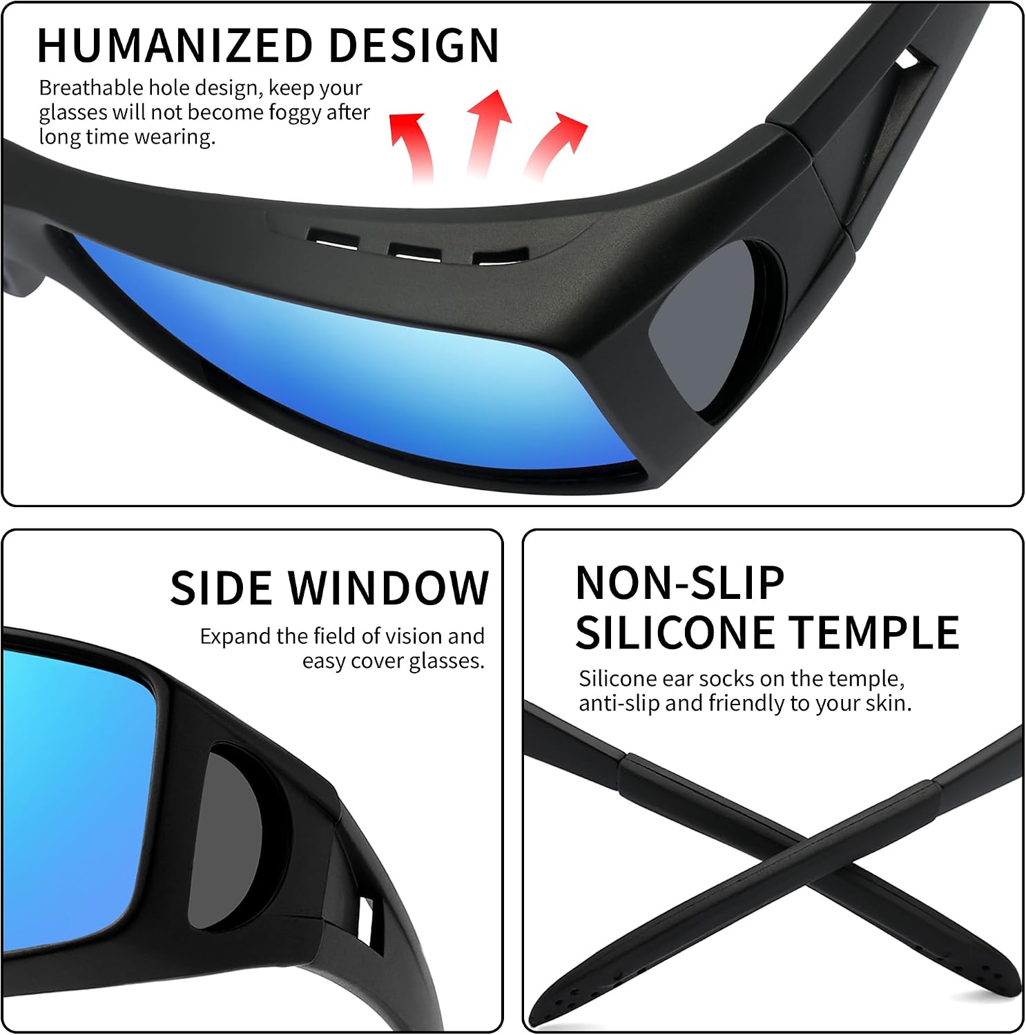 Polarized Sunglasses Fit Over Glasses for Men Women, Wrap Around Sun Glasses for Driving Fishing UV400 Protection