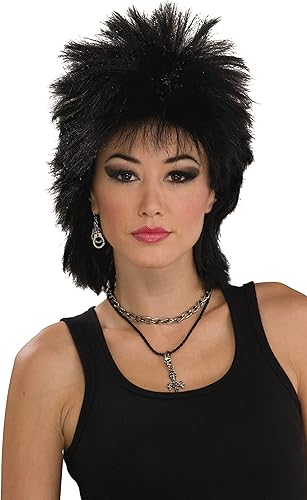 Forum Novelties - Peluca negra Rock Idol de los años 80