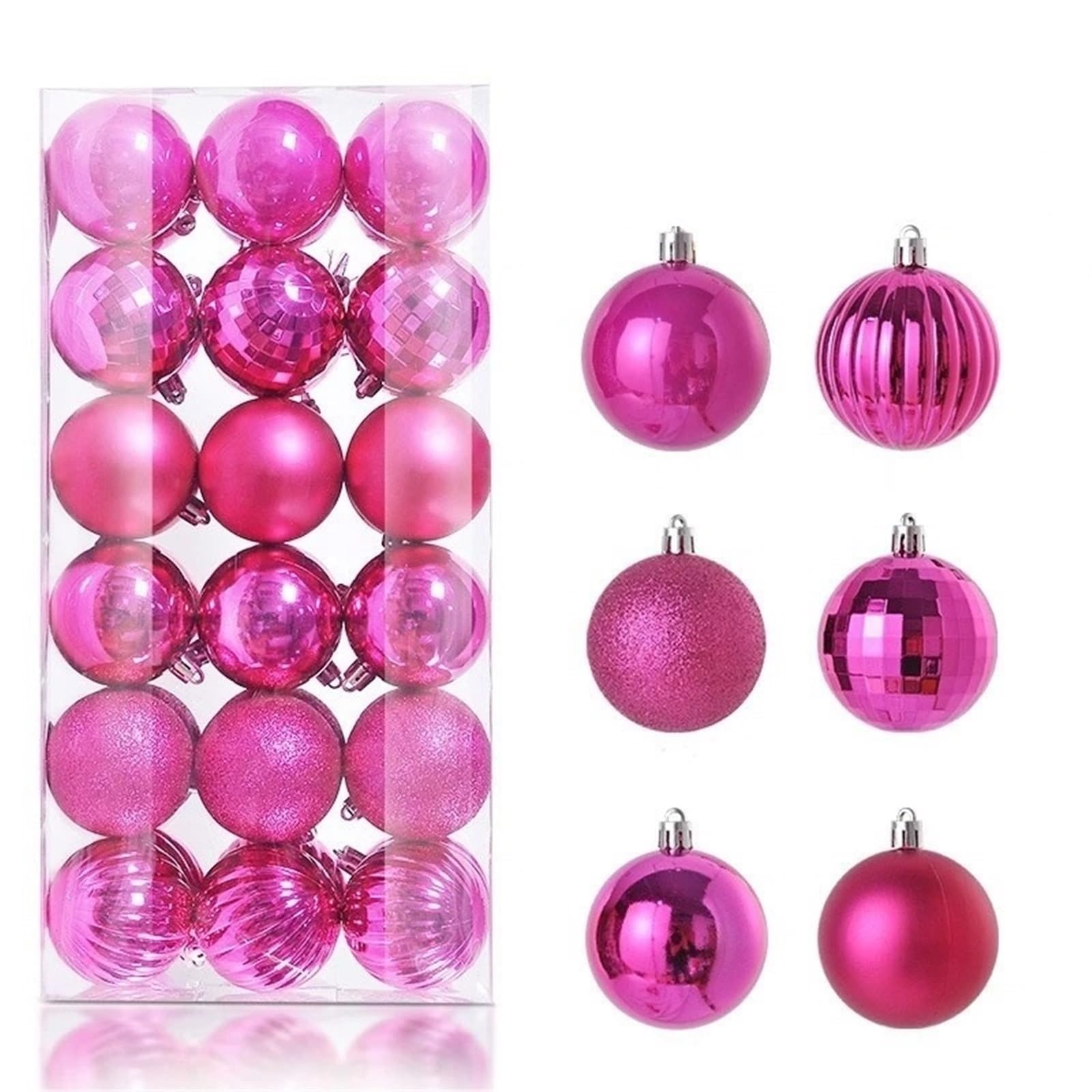 Weihnachtskugeln 24/36 Stücke 3/4 cm Weihnachtsdekoration Ball Christbaumschmuck for Wohnkultur Neujahr Anhänger Zubehör(4CM,36PcsRose Red)