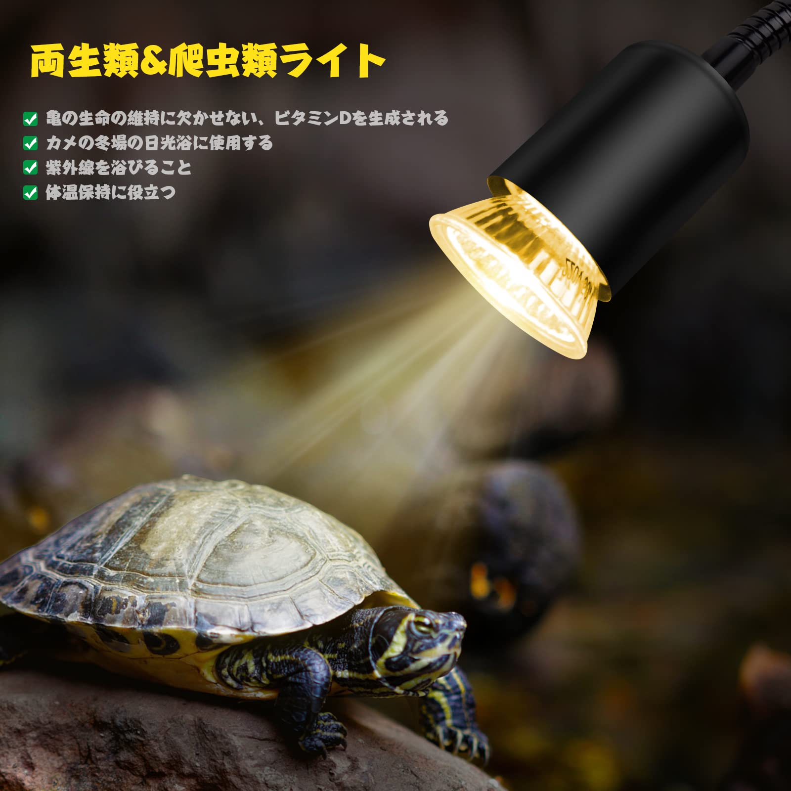 Amazon | 爬虫類 ライト 三つランプ付き 50W*3 uva+uvb 温度調節 保温