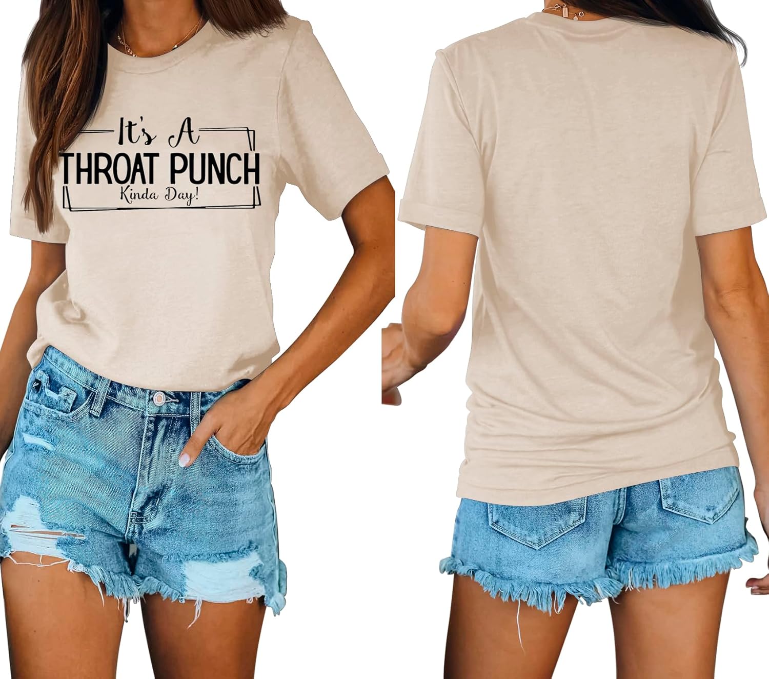 Funny Women's Graphic T-Shirt - It's a Throat Punch Kinda Day Tee - Casual Short Sleeve Top, Soft Cotton Sarcastic Shirt - Image 3