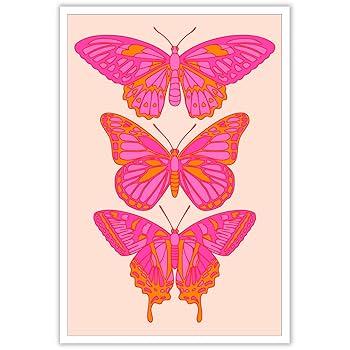 Amazon.com: BNGFDV Funky Pink Orange Butterfly Canvas Wall