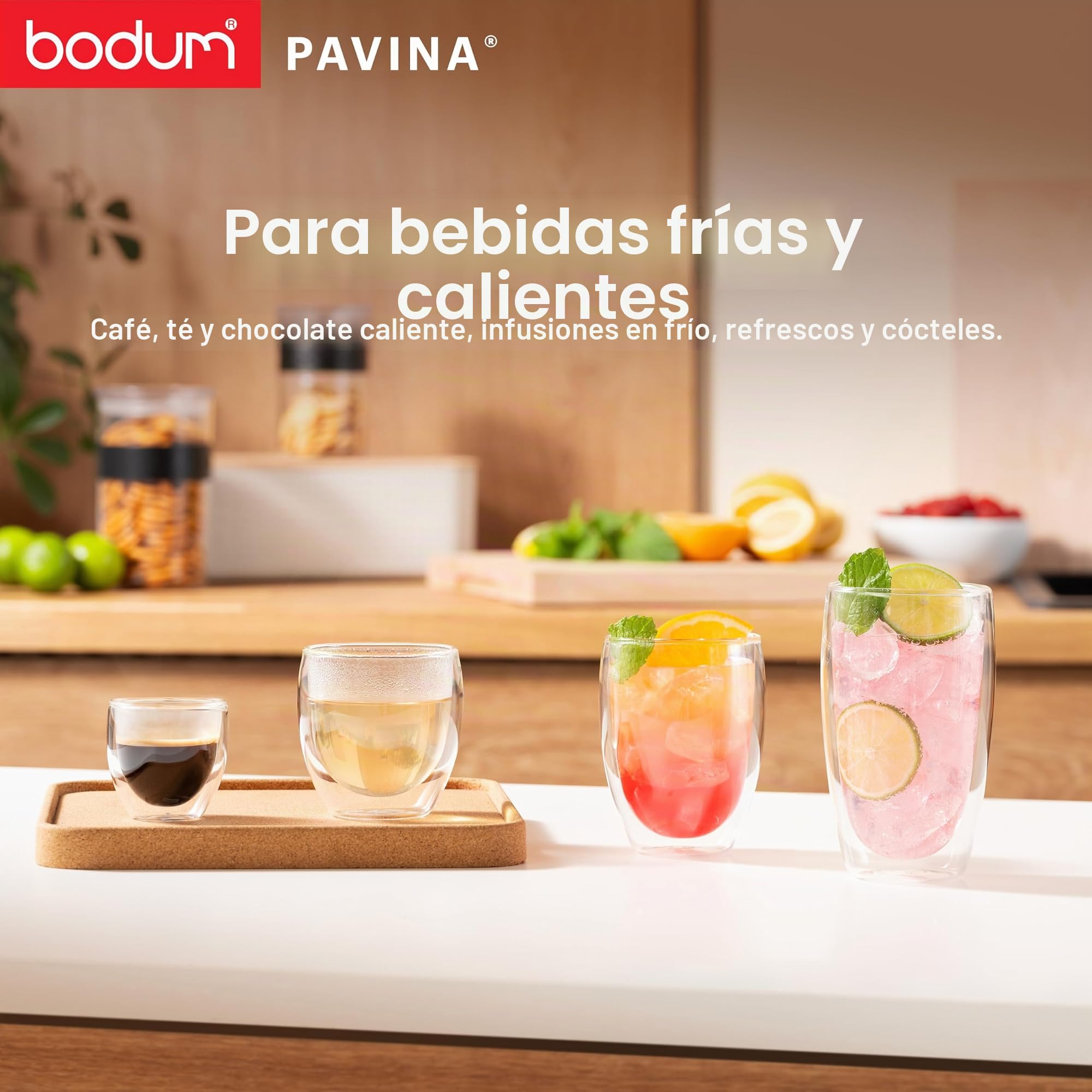 Bodum Pavina - Set de 6 Vasos térmicos, 0,35 l, borosilicato, Transparentes