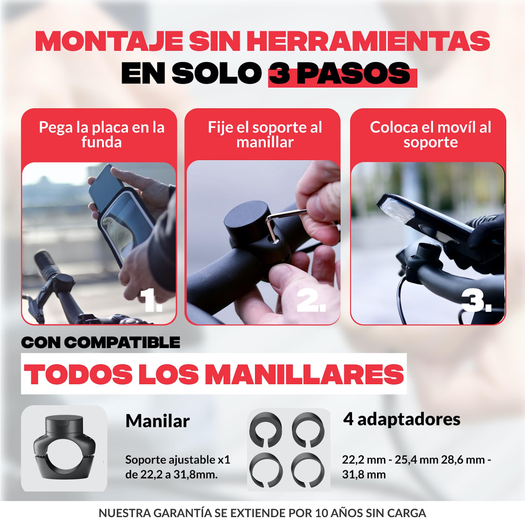 Shapeheart Soporte Móvil Bicicleta Pro con Funda Magnética | Para todos los móviles | Fijación al manillar 22–32 mm | GPS MTB y e-bike | Se fija y retira con una mano | Antivibración
