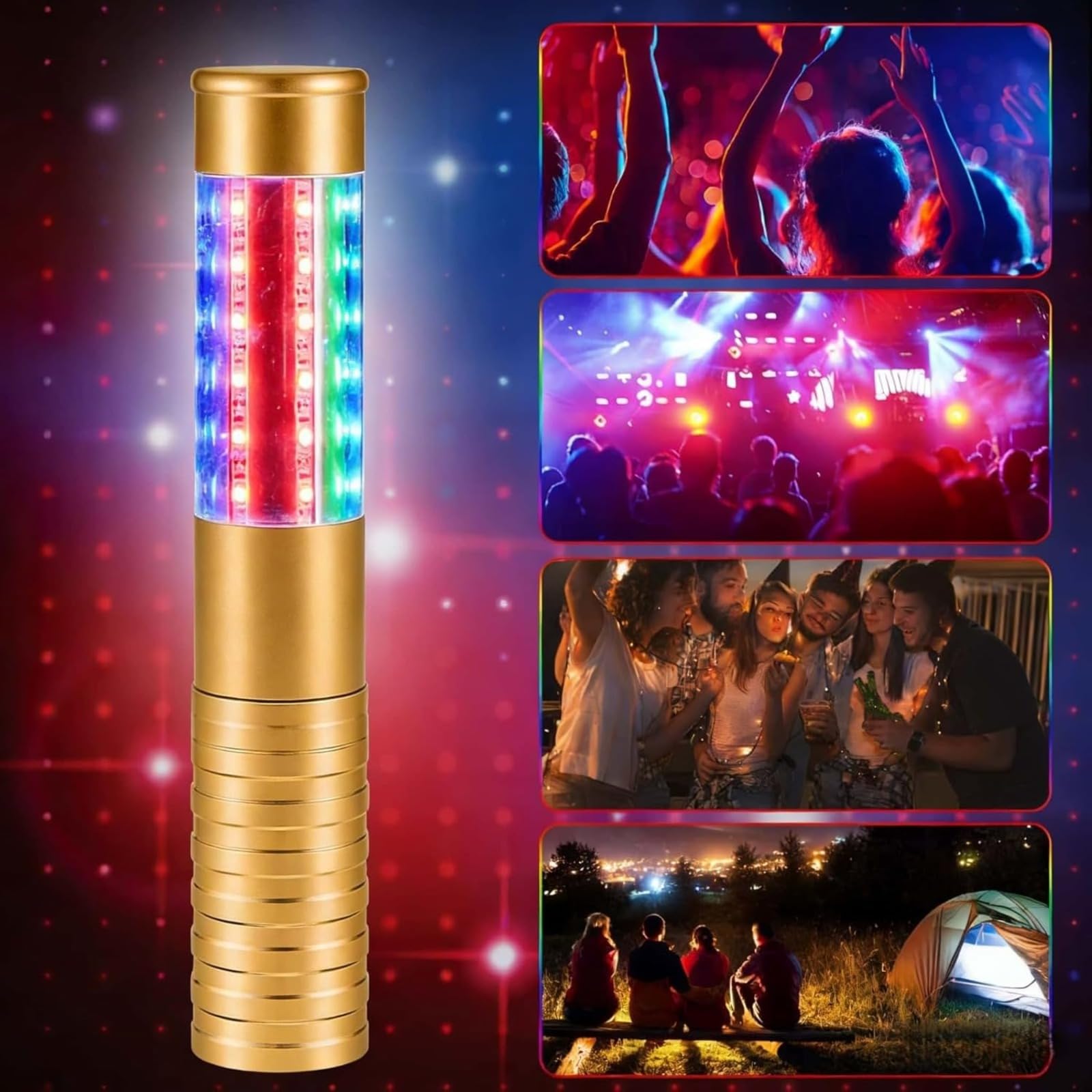 2 confezioni LED Bottle Lights – Ricaricabile Strobe Sticks and Luminous Sticks for Champagne Bottles Bar, Club, Party, Birthday, Wedding, Event(oro)