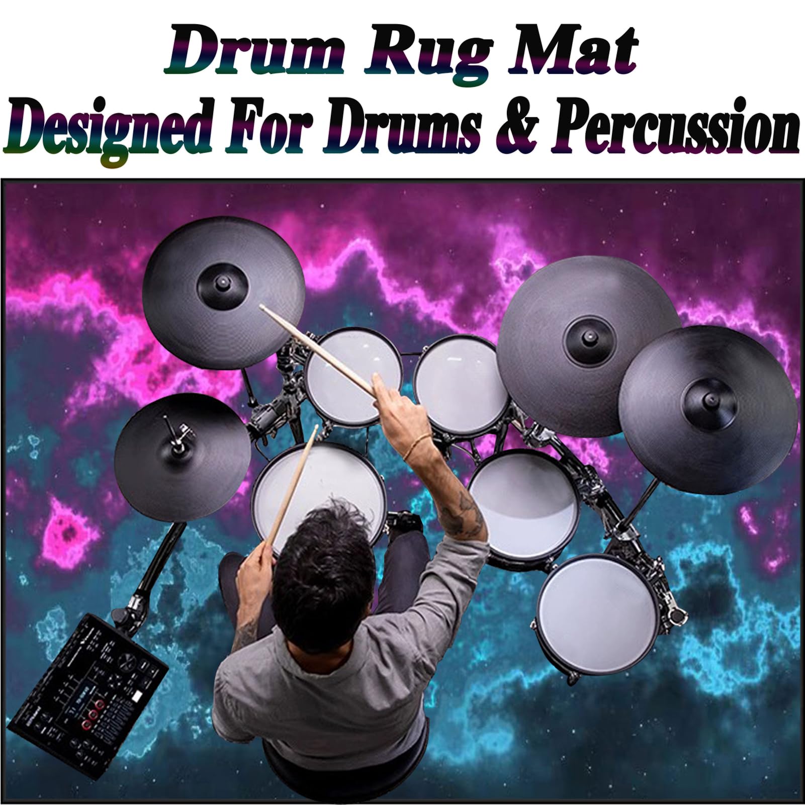 Drum-Teppich Schallschutzmatte Schlagzeugteppich Schallschutz Teppich Professionelle Drum Teppich Musikinstrumente Bodenmatte rutschfest Schlagzeugteppiche Trommelteppich 200 x 160 cm