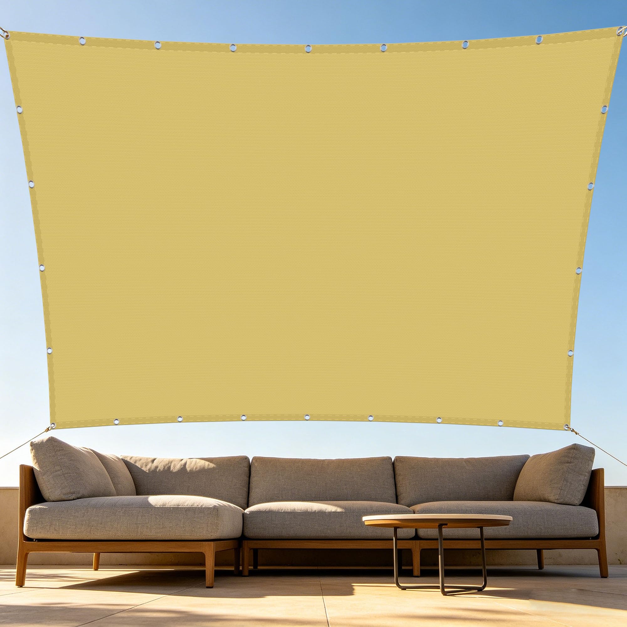 Rectangle Shade Sail 80 x 120 cm Heat Insulation Sun Shade with Eyelets with Free Rope for Outdoor Courtyard Garden Patio Carport Lawn Swimming Pool, Sand yellow