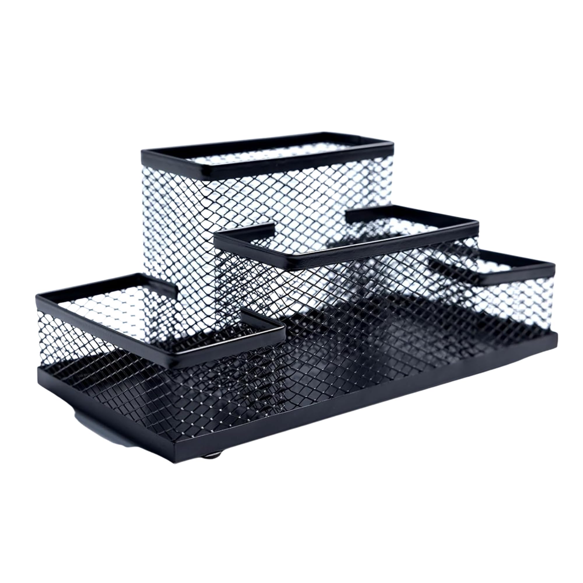 HEACOMFY Mesh Wire Elegant Pen Stand & Stationery Organizer Box for Office Desk, Study Table & Kids Workspace | Multi-Compartment Pen Holder | Table Organizer & Desk Accessories Rack | Black