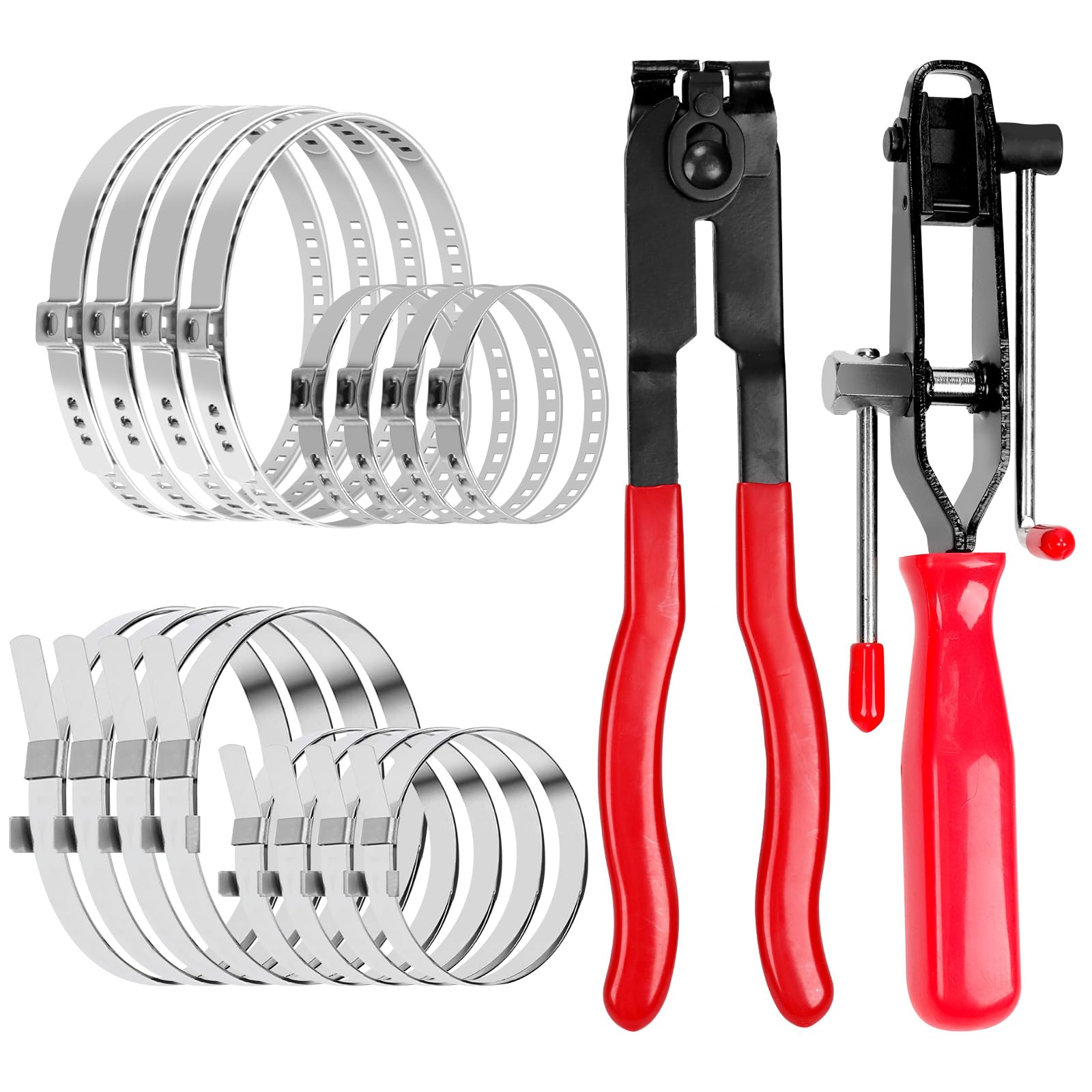 Glarks Kit di morsetti per bagagliaio in acciaio inox 304, 10 pezzi, strumento di bloccaggio per giunto CV per bagagliaio, strumento di crimpatura a crimpare per albero di trasmissione universale