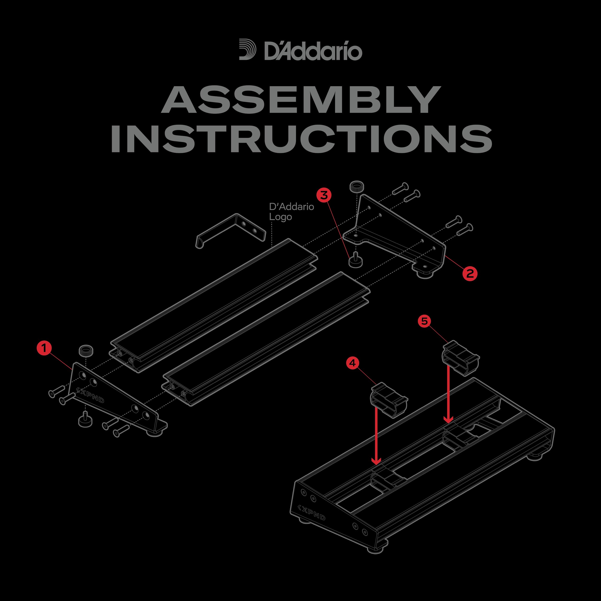 D'Addario XPND Core Pedalboard - Pedaliera per Chitarra a Singola Fila Piccola - Robusta e Leggera