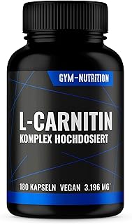 L-Carnitin Dreifach Komplex 3196mg 180 Kapseln hochdosiert – L-Carnitine Tartrat, Acetyl-L-Carnitin, Schwarzer Pfeffer – vegan